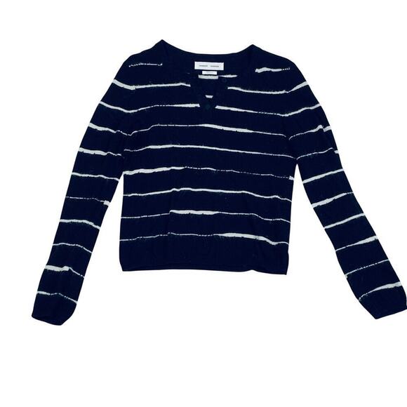 Samsoe Black Stripe Cotton Alpaca Crew Neck Sweater Size S - Picture 3 of 10